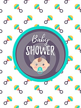 Vertical baby shower card with a cute baby boy. ItÃ¢â¬â¢s a boy photo